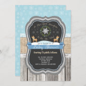 Hirsche Kleine Schneeflocke Winter Baby Dusche Einladung (Vorne/Hinten)