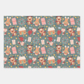 Hirsche, Kranz und Lebkuchenmuster Geschenkpapier Set (Vorderseite 3)