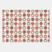 Hirsche, Kranz und Lebkuchenmuster Geschenkpapier Set (Vorderseite)