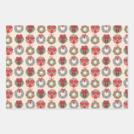 Hirsche, Kranz und Lebkuchenmuster Geschenkpapier Set