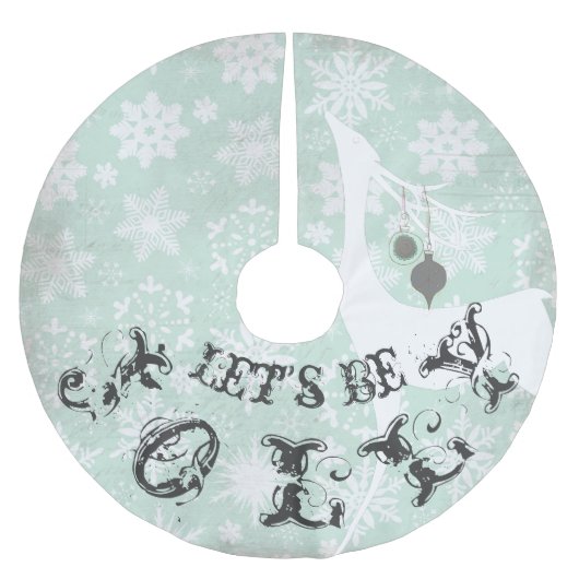 Hirsche, lasst uns Jolly Holiday Tree Skirt sein Polyester Weihnachtsbaumdecke (Vorderseite)