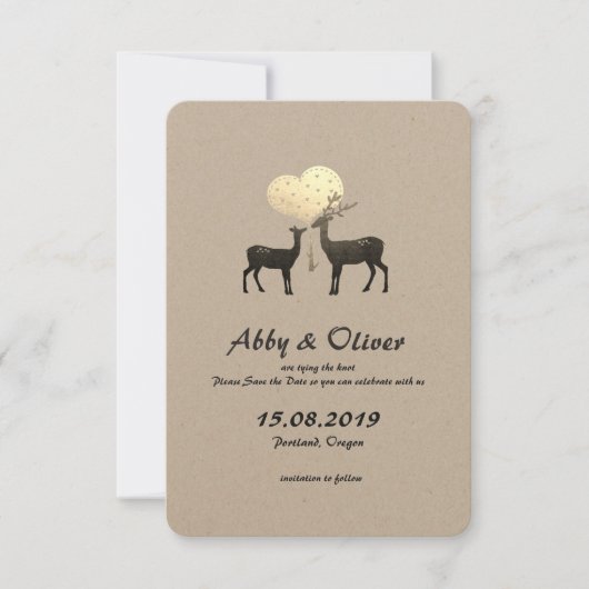 Hirsche Liebe Waldland Hirsche Save the Date (Vorderseite)