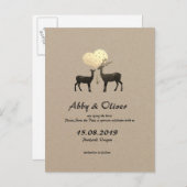 Hirsche Liebe Waldland Hirsche Save the Date Ankündigungspostkarte (Vorne/Hinten)