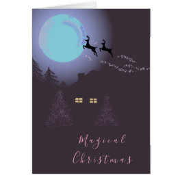 Hirsche Magische Weihnachtsnachtskarten Merry Holi