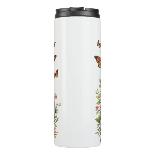 Hirsche Mama: Fawn, Blume, Muttertag Thermosbecher (Rückseite)