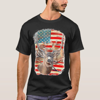 Hirsche mit amerikanischer Flagge Western 4. Juli  T-Shirt
