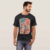 Hirsche mit amerikanischer Flagge Western 4. Juli T-Shirt (Vorne ganz)