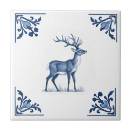 Hirsche mit Anglern Delft Blue und White Corners Fliese