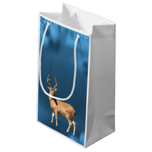 Hirsche mit Antlern Geschenktasche Kleine Geschenktüte (Rückseite Schrägansicht)