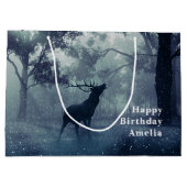 Hirsche mit Antlern im Schattenwald - Geburtstag Große Geschenktüte (Rückseite)