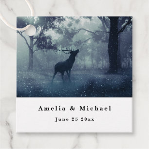 Hirsche mit Antlern im Schattenwald - Hochzeit Geschenkanhänger