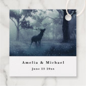 Hirsche mit Antlern im Schattenwald - Hochzeit Geschenkanhänger (Rückseite)