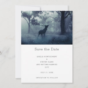 Hirsche mit Antlern im Schattenwald Hochzeit Save The Date