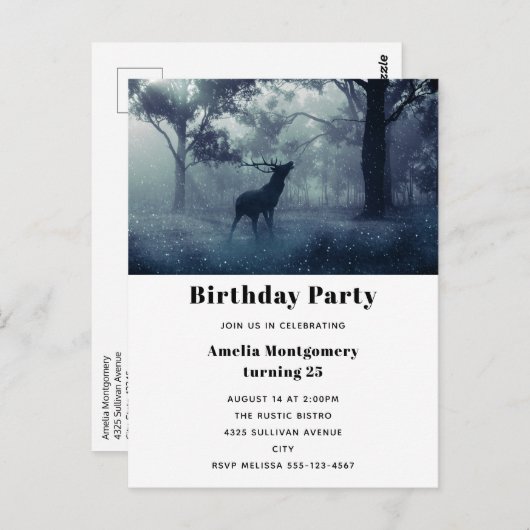 Hirsche mit Antlern im Schattenwald Postkarte (Vorne/Hinten)