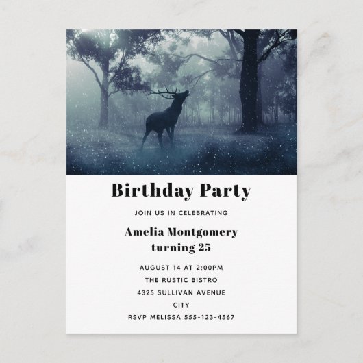 Hirsche mit Antlern im Schattenwald Postkarte (Vorderseite)