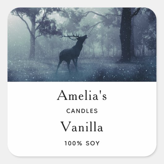 Hirsche mit Antlern im Wald - Kerzengeschäft Quadratischer Aufkleber (Vorderseite)