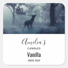 Hirsche mit Antlern im Wald - Kerzengeschäft Quadratischer Aufkleber