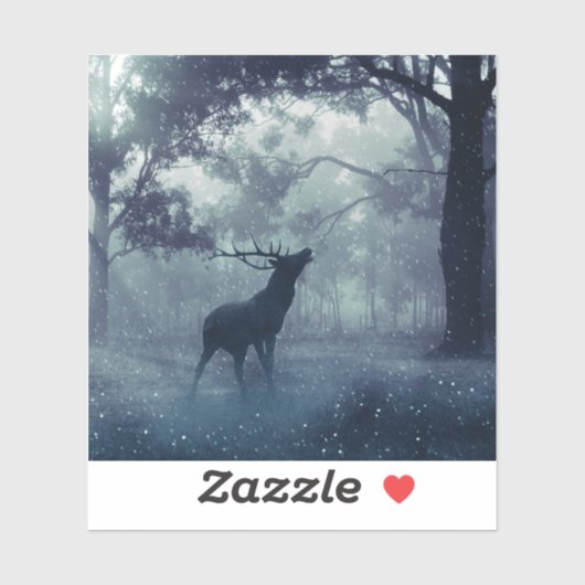 Hirsche mit Antlern in einem Schattenwald Aufkleber (Blatt)