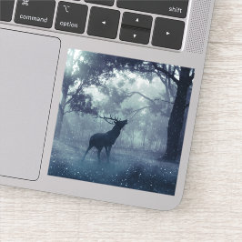 Hirsche mit Antlern in einem Schattenwald Aufkleber