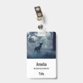 Hirsche mit Antlern in einem Schattenwald Ausweis (Rückseite mit Clip)