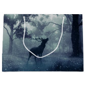 Hirsche mit Antlern in einem Schattenwald Große Geschenktüte (Vorderseite)