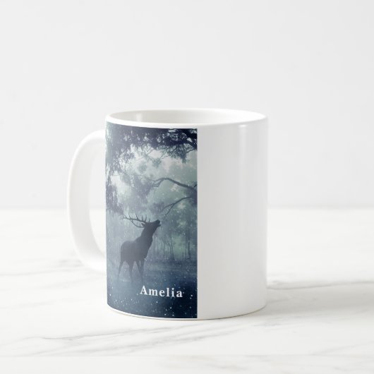 Hirsche mit Antlern in einem Schattenwald Kaffeetasse (Vorderseite Links)