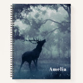 Hirsche mit Antlern in einem Schattenwald Notizblock (Vorderseite)