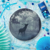 Hirsche mit Antlern in einem Schattenwald Pappteller (Party)