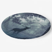 Hirsche mit Antlern in einem Schattenwald Pappteller (Schrägansicht)