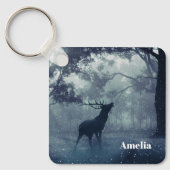 Hirsche mit Antlern in einem Schattenwald Schlüsselanhänger (Vorderseite)