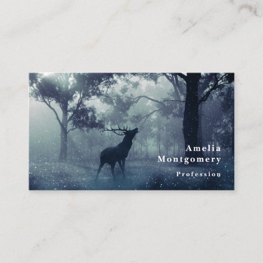 Hirsche mit Antlern in einem Schattenwald Visitenkarte (Vorderseite)