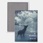 Hirsche mit Antlern Save the Date in einem Wald Magnet (Vorderseite/Rückseite)