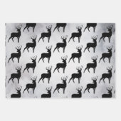 Hirsche mit Antlers Black Silhouette Pattern Geschenkpapier Set (Vorderseite 3)
