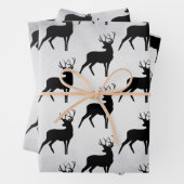 Hirsche mit Antlers Black Silhouette Pattern Geschenkpapier Set (Beispiel)
