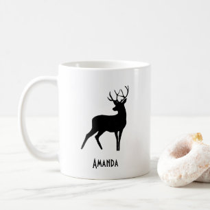 Hirsche mit Antlers Black Silhouette Rustikal Kaffeetasse