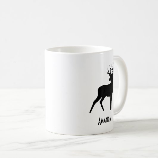 Hirsche mit Antlers Black Silhouette Rustikal Kaffeetasse (VorderseiteRechts)