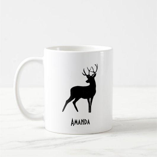 Hirsche mit Antlers Black Silhouette Rustikal Kaffeetasse (Links)