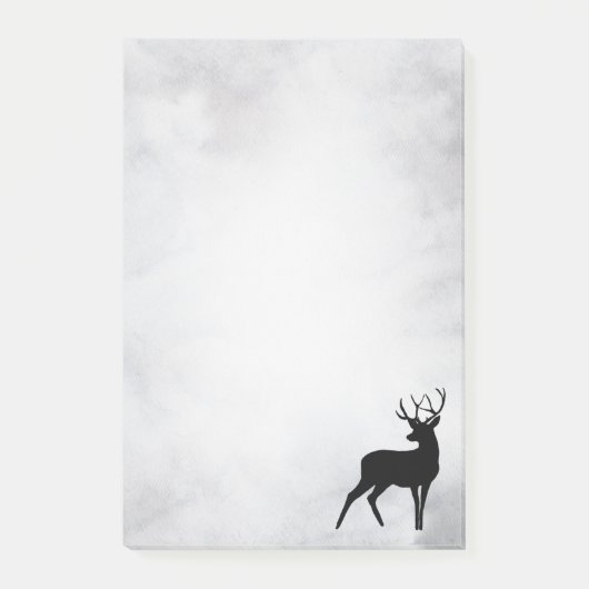 Hirsche mit Antlers Black Silhouette Rustikal Post-it Klebezettel (Vorderseite)