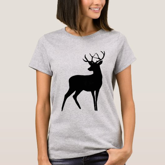 Hirsche mit Antlers Black Silhouette T-Shirt (Vorderseite)