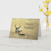 Hirsche mit Antlers Happy Birthday Day Karte (Gelbe Blume)