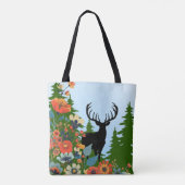 Hirsche mit Big Rack Out Forest Blue Sky Tasche (Rückseite)