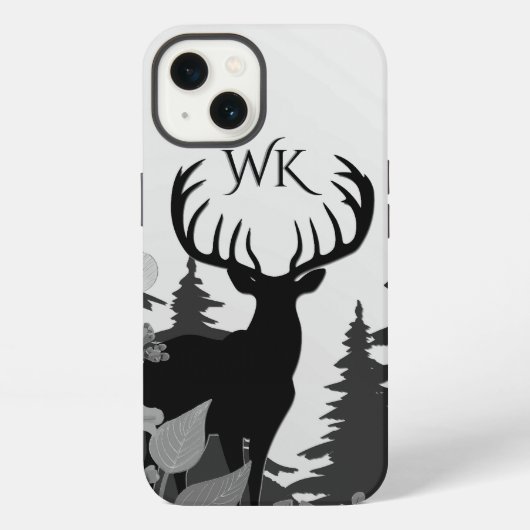 Hirsche mit Big Rack Out Forest Monogram iPhone Hülle (Rückseite)