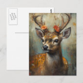 Hirsche mit Blume auf Antlern Postkarte (Vorne/Hinten)
