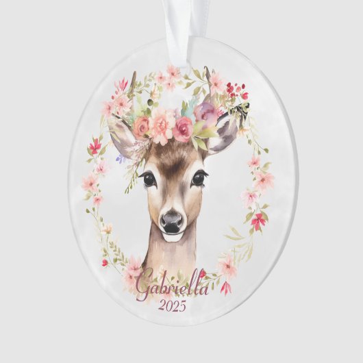Hirsche mit Blume Crown Ornament (Vorderseite)