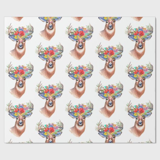 Hirsche mit Blume Geschenkpapier (Flach)