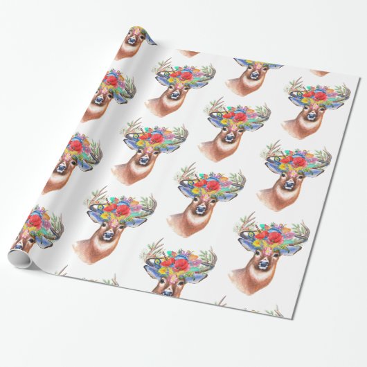 Hirsche mit Blume Geschenkpapier (Ungerollt)