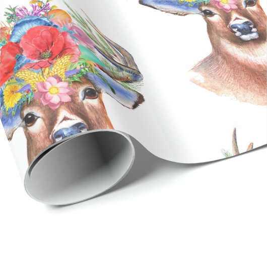 Hirsche mit Blume Geschenkpapier (Rolleneckpunkt)
