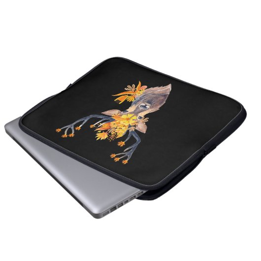 Hirsche mit Blume Laptopschutzhülle (Vorne Knopf)