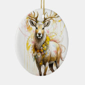 Hirsche mit blumenhalslosen Fantasy-Stil in Rosa Keramik Ornament (Rechts)