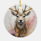 Hirsche mit blumenhalslosen Fantasy-Stil in Rosa Keramik Ornament (Hinten)